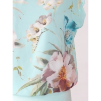 Błękitna bluzeczka dwuwarstwowa z szyfonem i kwiatami